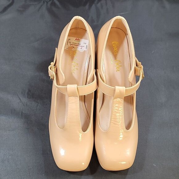 BRAND NEW CHASE+CHLOE BLOCK HEEL ADJUSTABLE BUCKLE PUMP - Picture 2 of 16